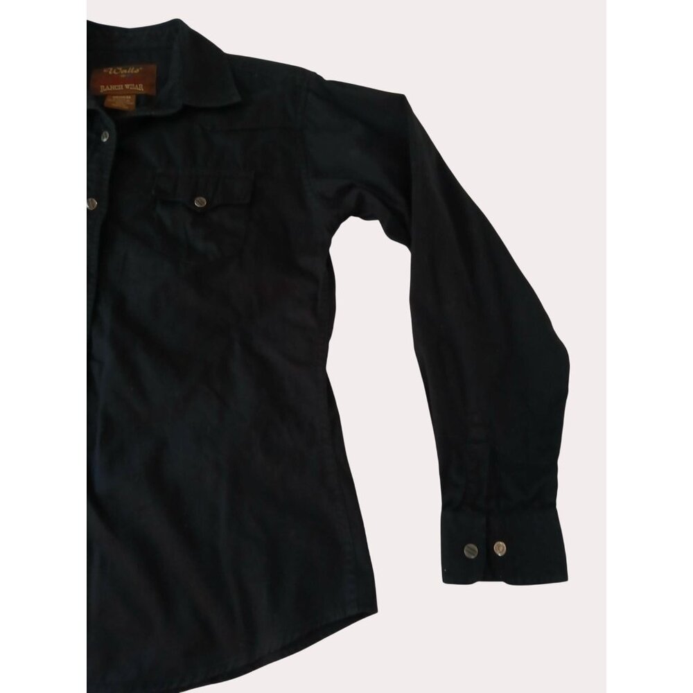 Walls Ranchwear WomeBlack Long Sleeve Snap Up Shirt Size M 100% Cotton Western - Picture 11 of 14